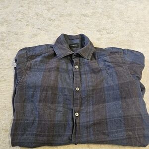 Ermenegildo Zegna Casual Blue and Brown Checkered Shirt